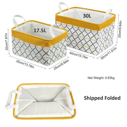 2-Pack Fabric Foldable Laundry Basket Hamper - Yellow