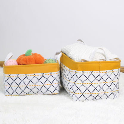 2-Pack Fabric Foldable Laundry Basket Hamper - Yellow