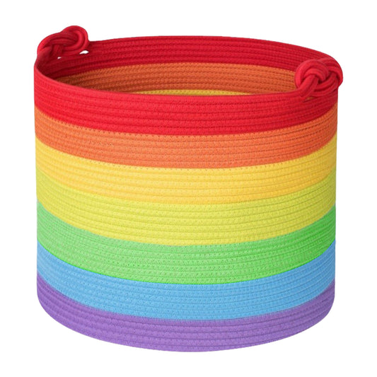 Large Laundry Basket with Handle - Deep Rainbow