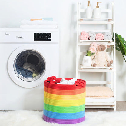 Large Laundry Basket with Handle - Deep Rainbow