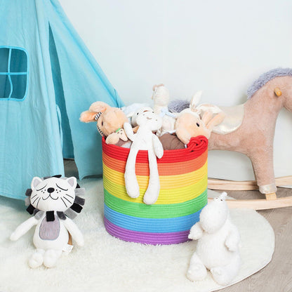 Large Laundry Basket with Handle - Deep Rainbow