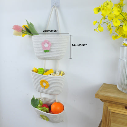 3 Tier Wall Hanging Basket - White Flower