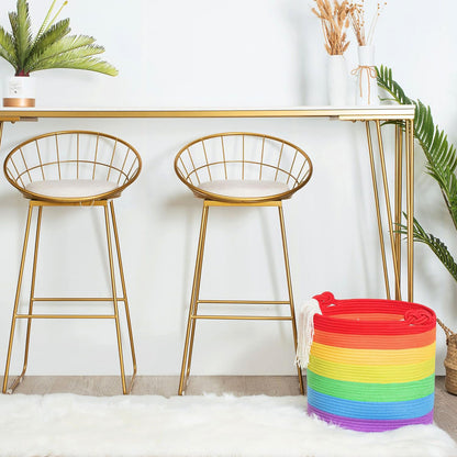 Large Laundry Basket with Handle - Deep Rainbow