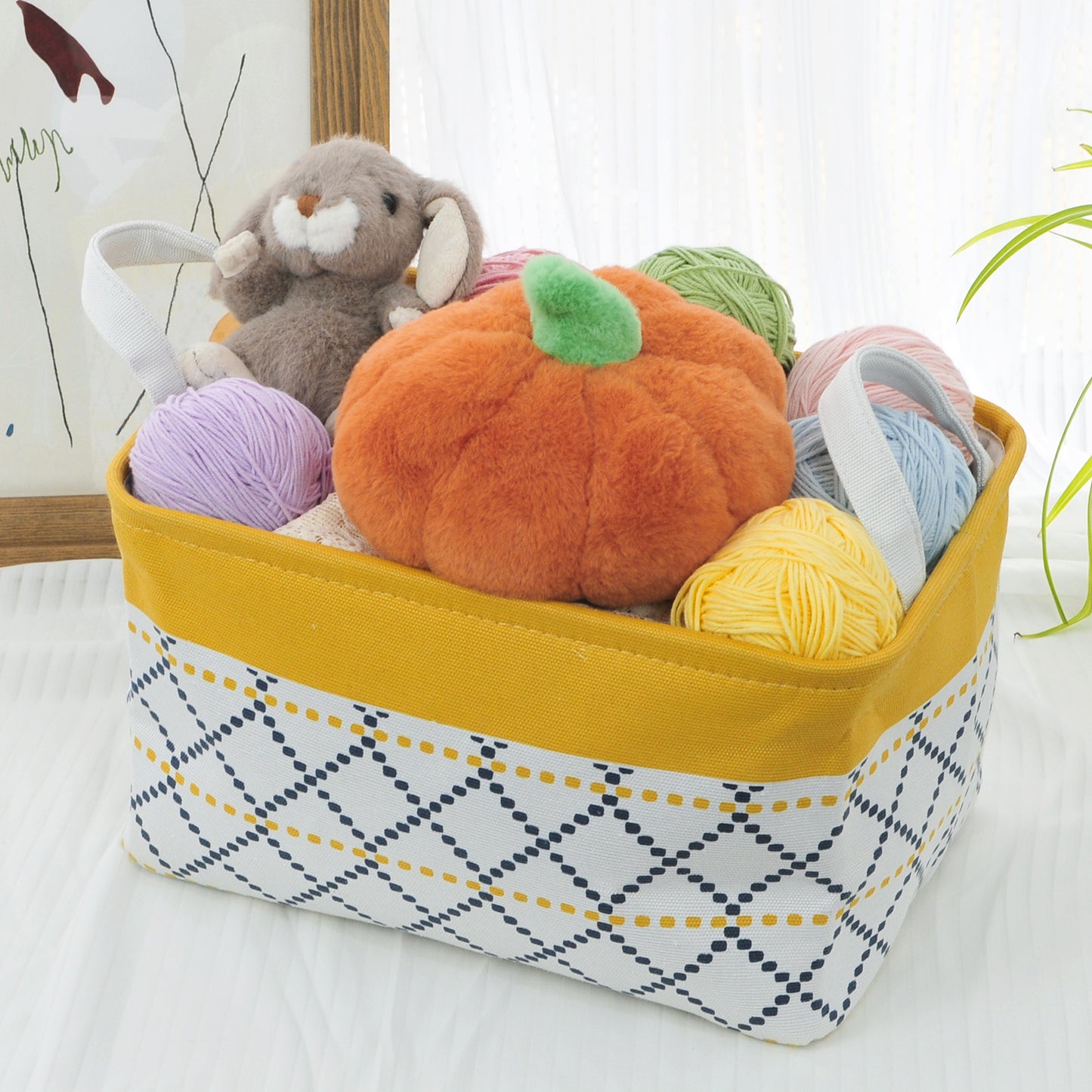 2-Pack Fabric Foldable Laundry Basket Hamper - Yellow