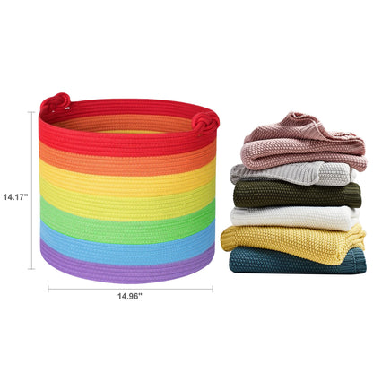 Large Laundry Basket with Handle - Deep Rainbow