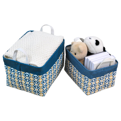 2-Pack Fabric Foldable Laundry Basket Hamper - Navy Blue