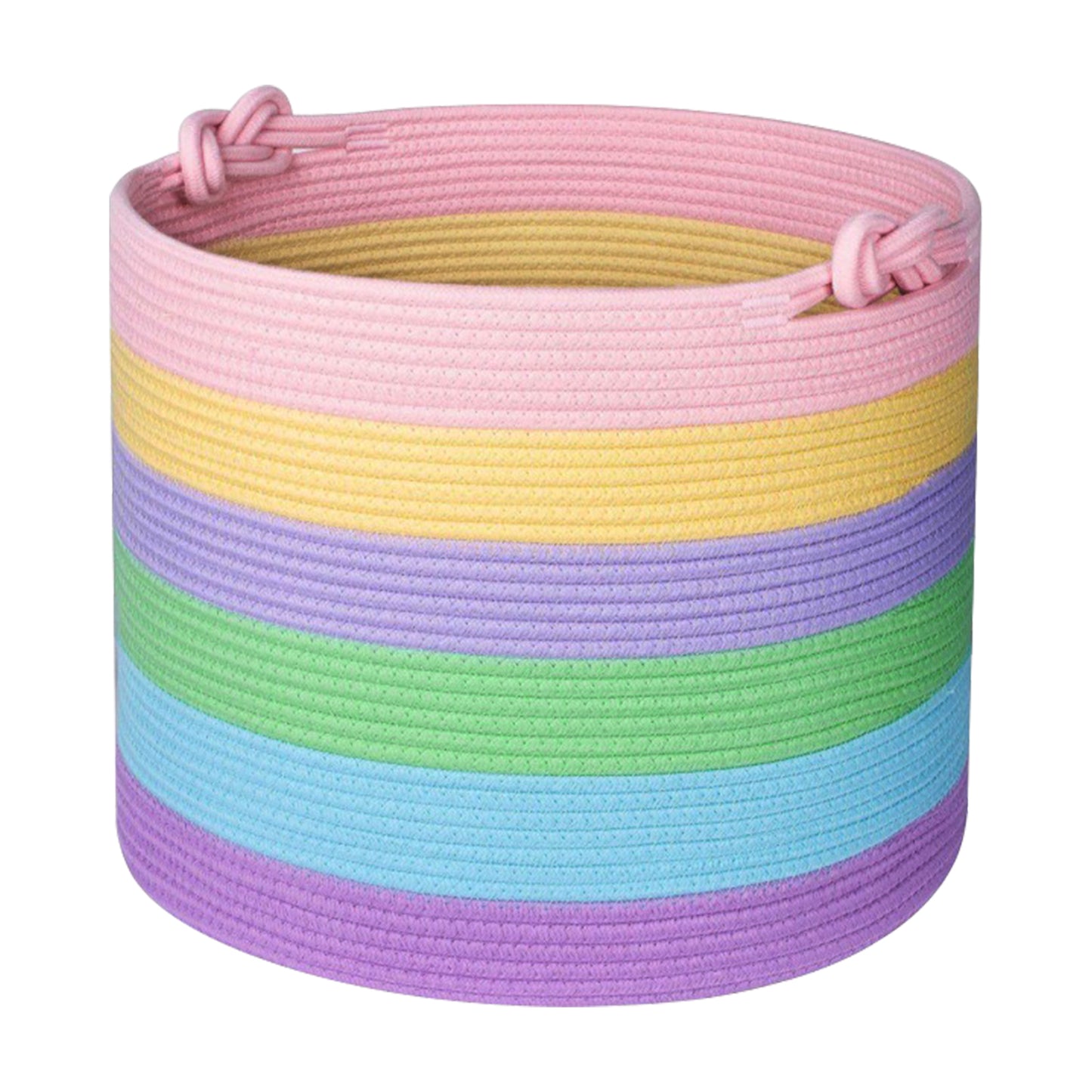 Large Laundry Basket with Handle - Light Rainbow