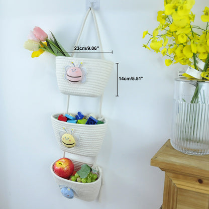 3 Tier Wall Hanging Basket - White Bee