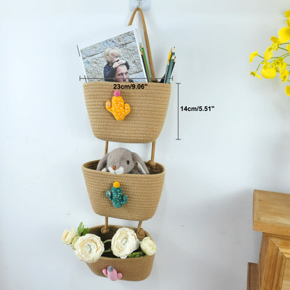 3 Tier Wall Hanging Basket - Brown Cactus