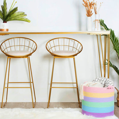 Large Laundry Basket with Handle - Light Rainbow