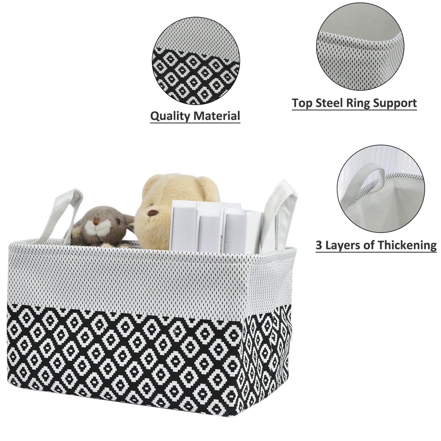 2-Pack Fabric Foldable Laundry Basket Hamper - Grey