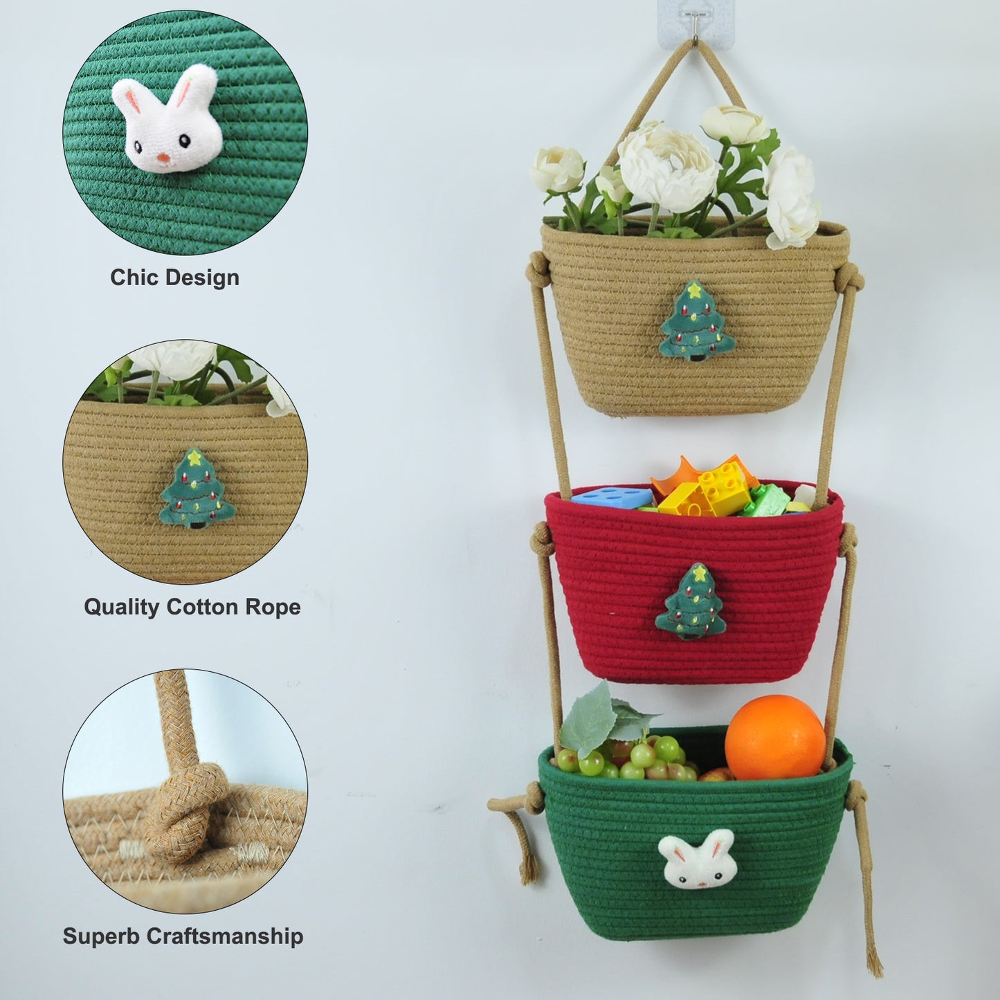 3 Tier Wall Hanging Basket - Christmas Tree