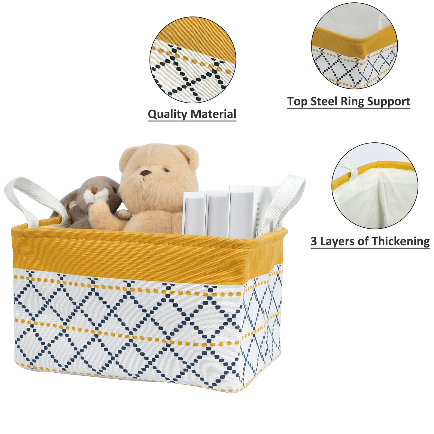 2-Pack Fabric Foldable Laundry Basket Hamper - Yellow