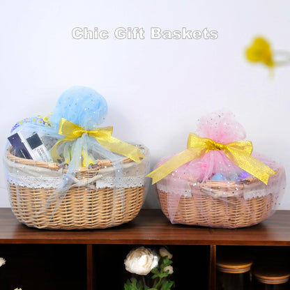 Small Wicker Basket with Foldable Handle Oval Willow Picnic Basket