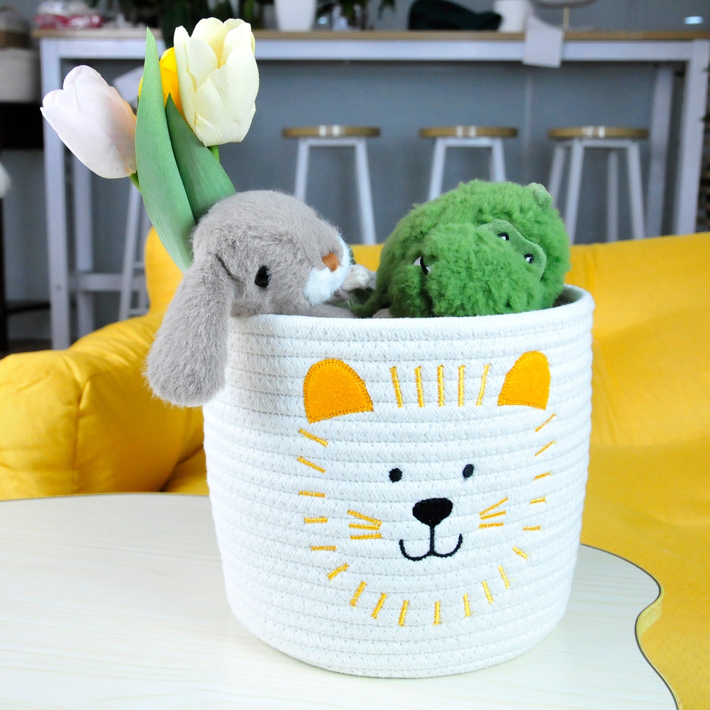 Cute Small Storage Basket 9 x 8 in, Lion