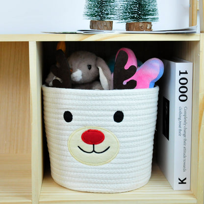 Cute Small Storage Basket - 9 x 8 in Christmas Deer