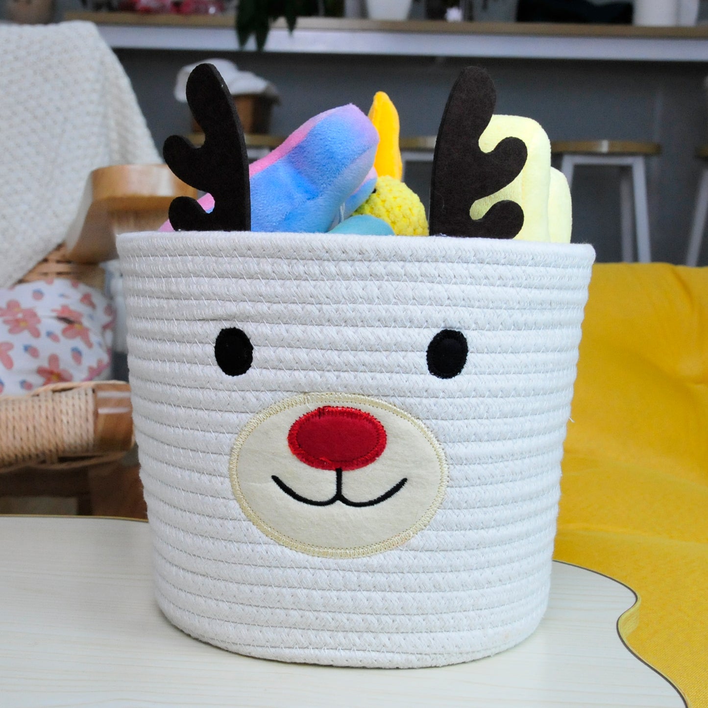 Cute Small Storage Basket - 9 x 8 in Christmas Deer