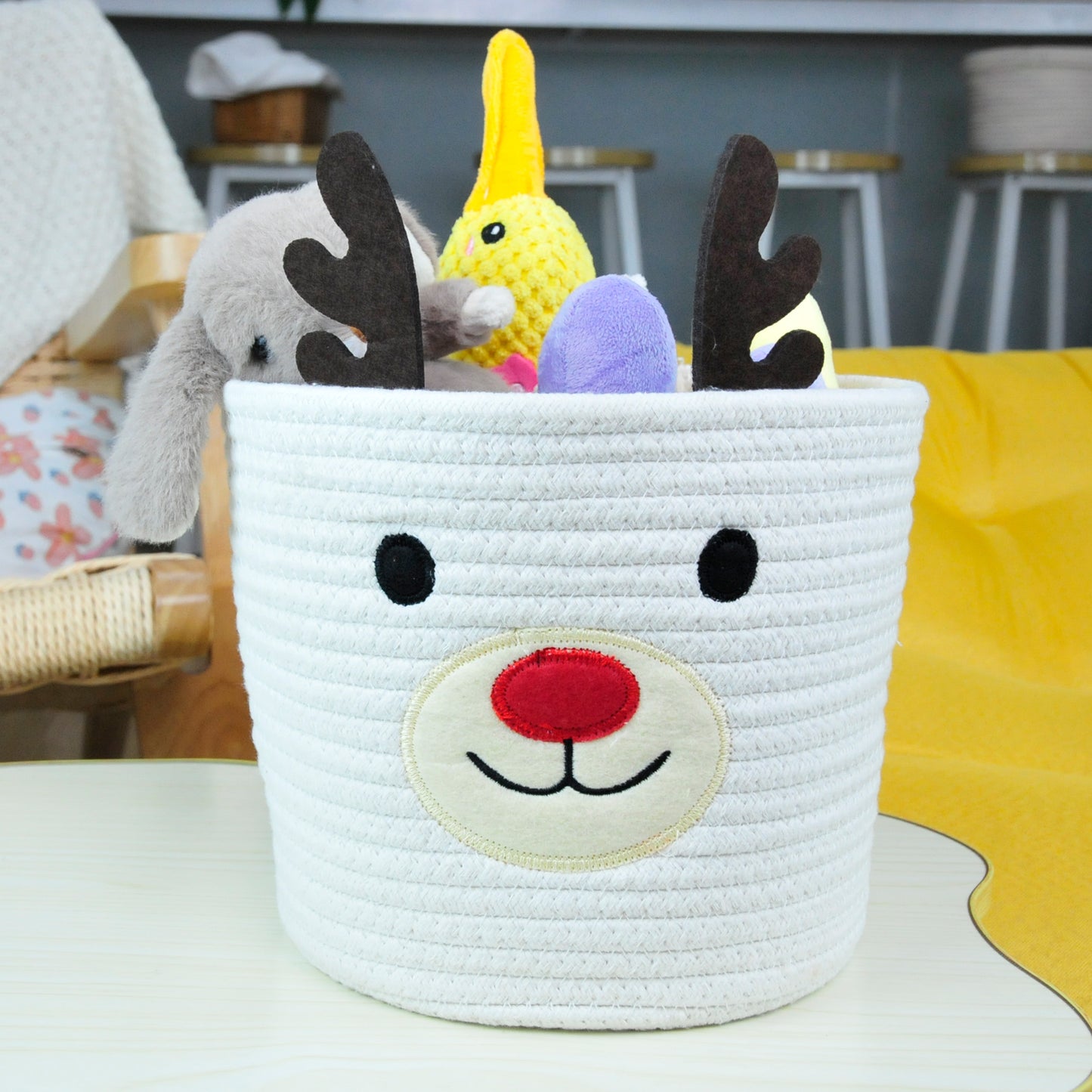 Cute Small Storage Basket - 9 x 8 in Christmas Deer