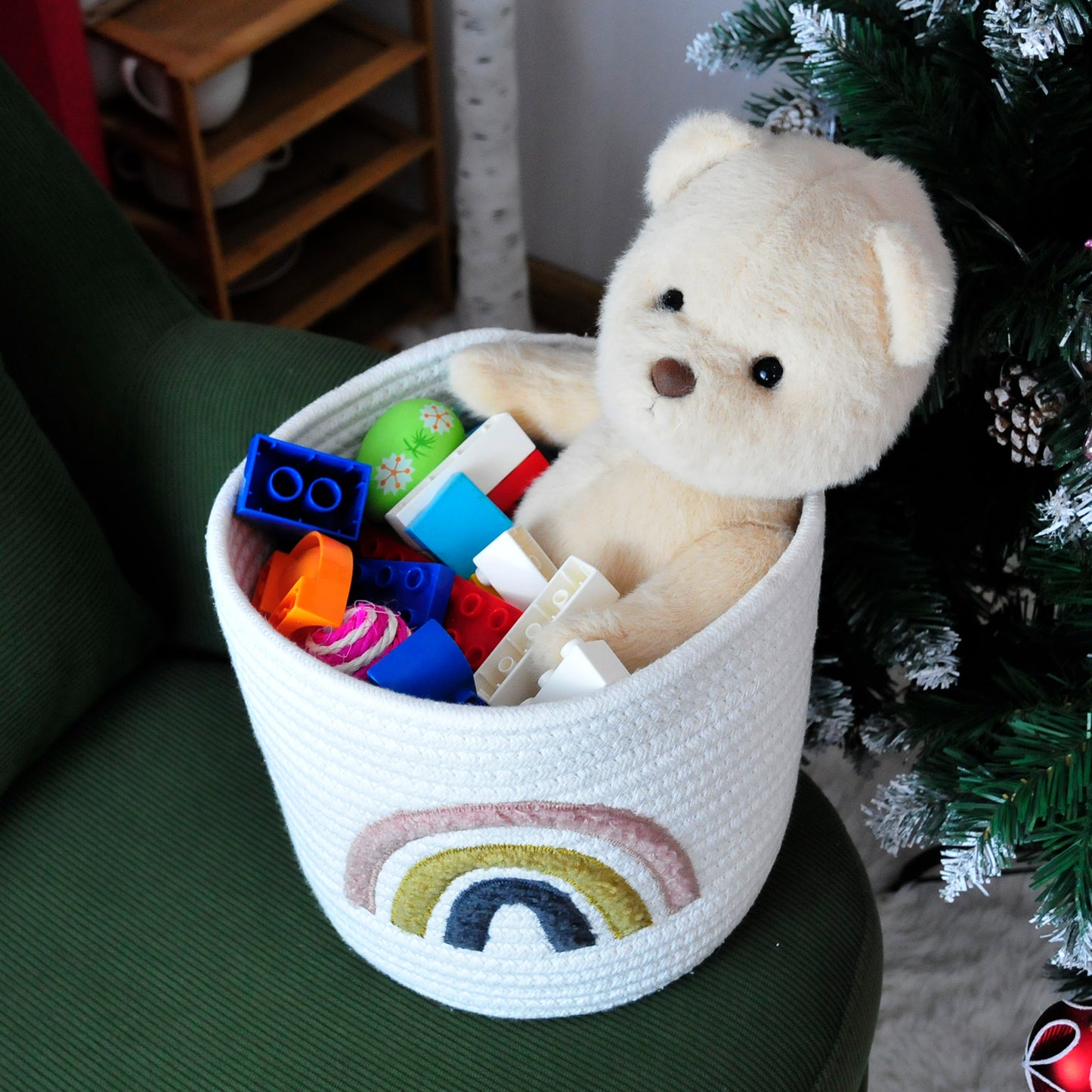 Cute Small Storage Basket 9 x 8 in, Rainbow