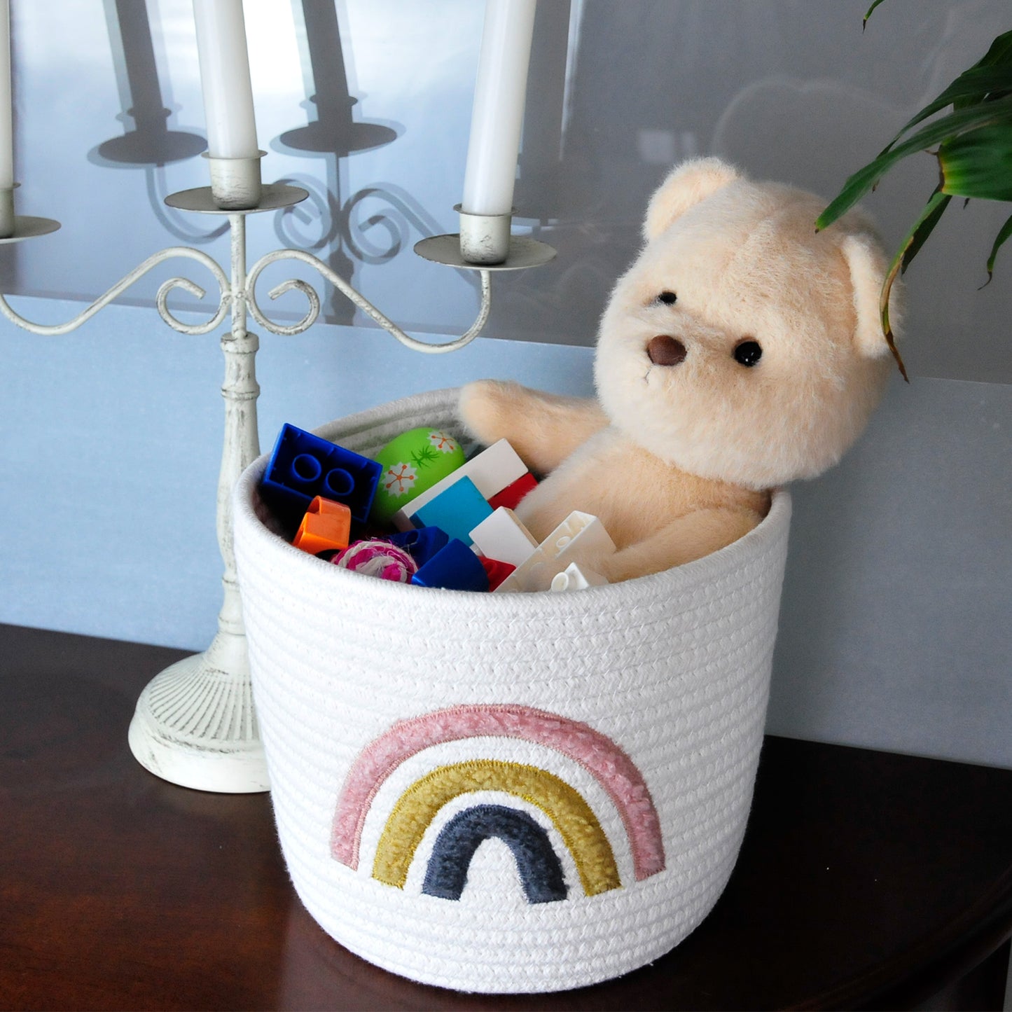 Cute Small Storage Basket 9 x 8 in, Rainbow