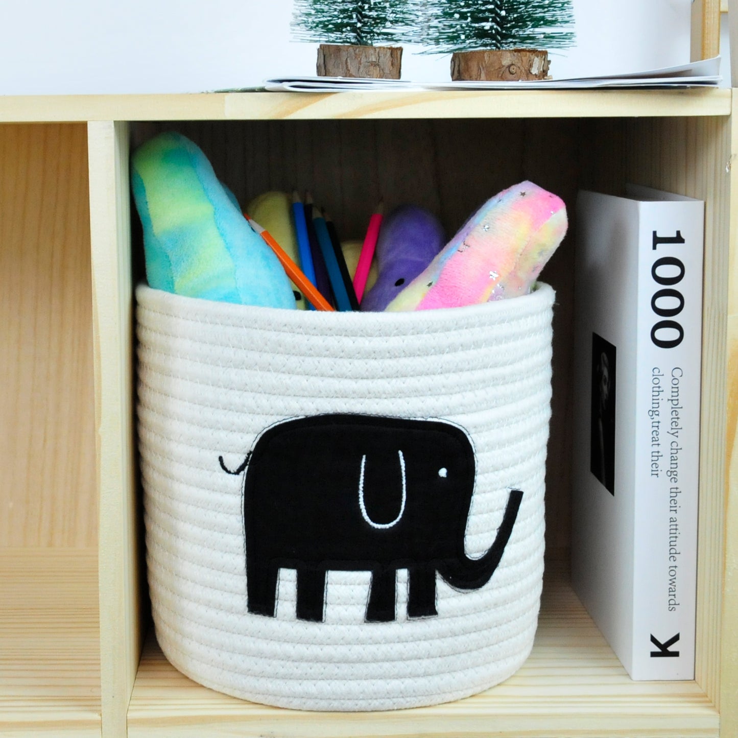 Cute Small Storage Basket 9 x 8 in, Elephant