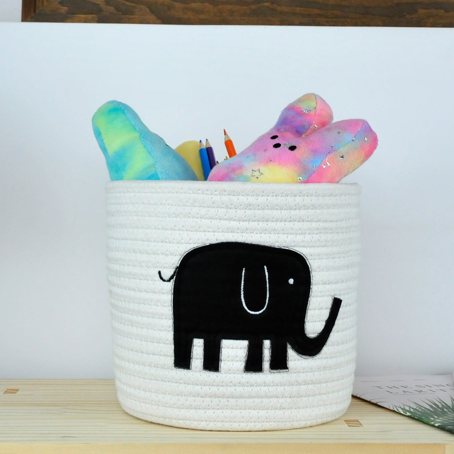 Cute Small Storage Basket 9 x 8 in, Elephant