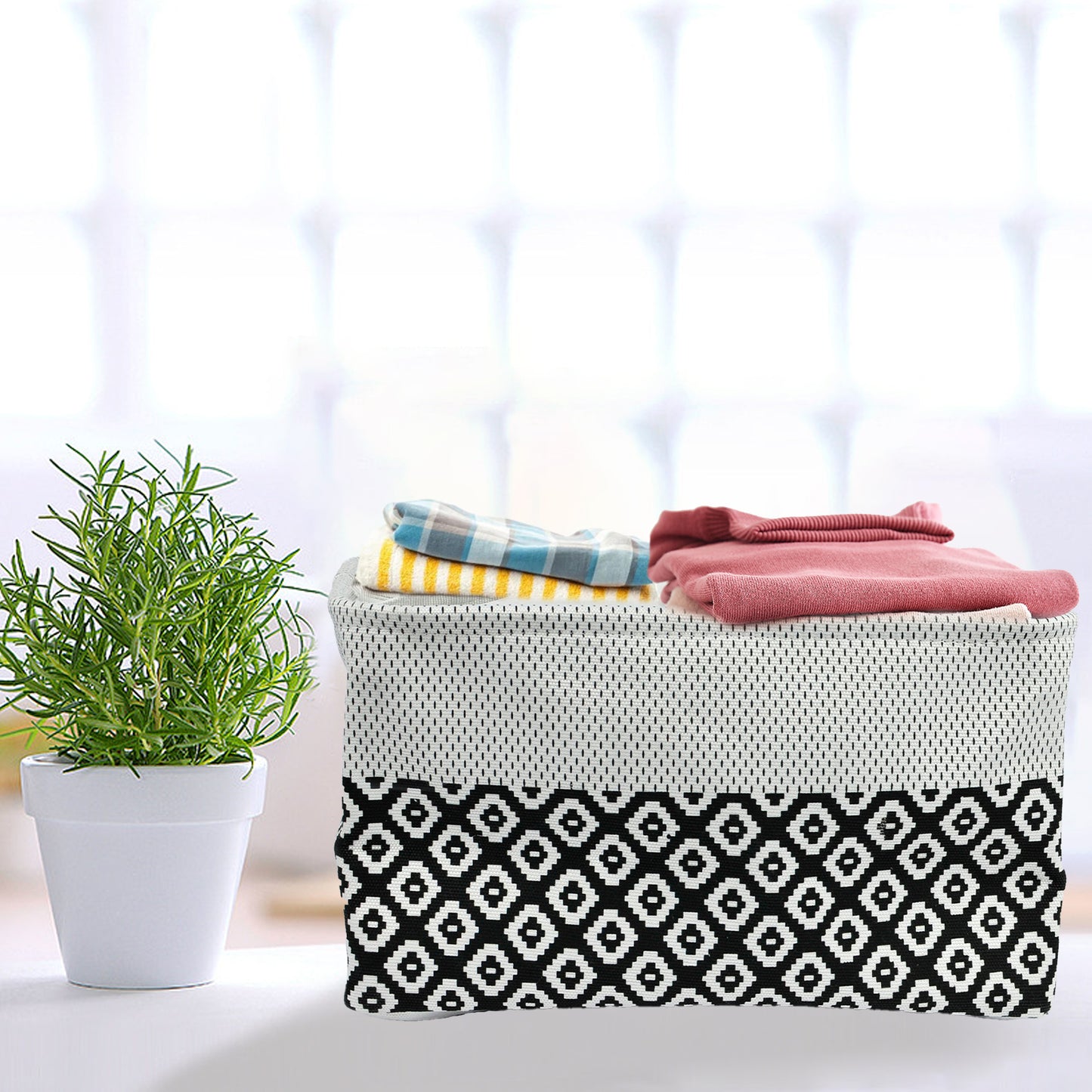 2-Pack Fabric Foldable Laundry Basket Hamper - Grey